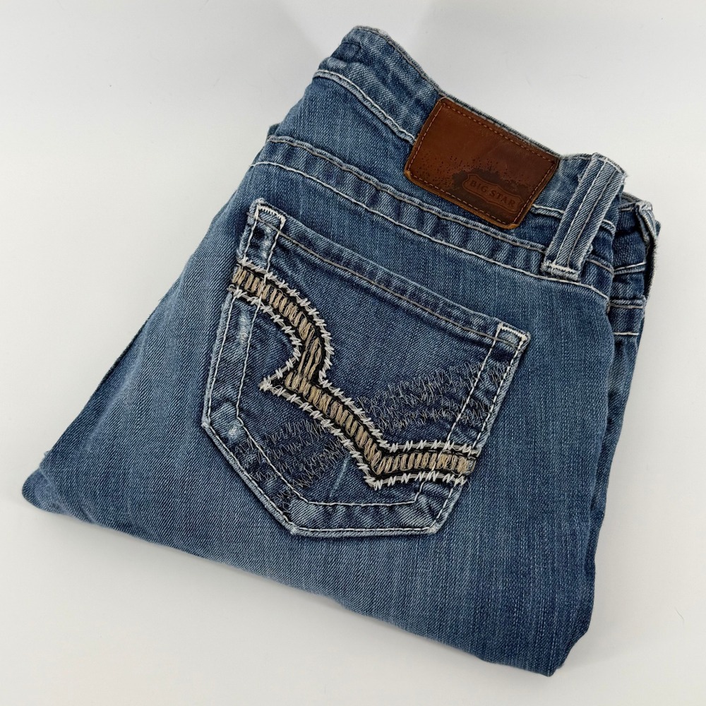 Big Star Sweet Boot Jeans Womens 28R Blue Medium Wash Ultra Low Rise Bootcut